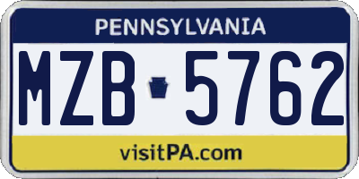PA license plate MZB5762