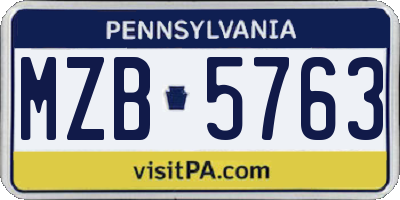 PA license plate MZB5763