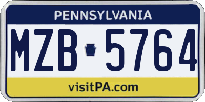 PA license plate MZB5764
