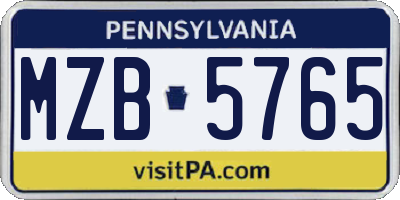 PA license plate MZB5765