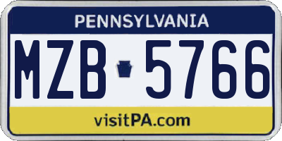 PA license plate MZB5766
