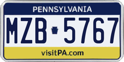 PA license plate MZB5767