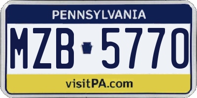 PA license plate MZB5770