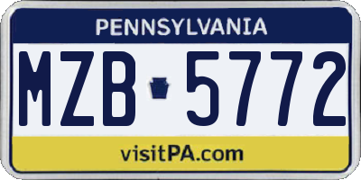 PA license plate MZB5772