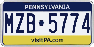 PA license plate MZB5774