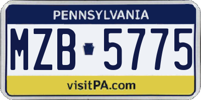 PA license plate MZB5775