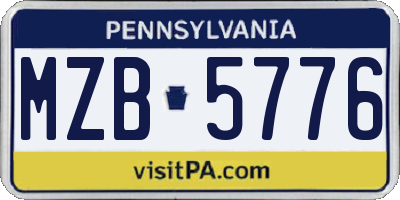PA license plate MZB5776