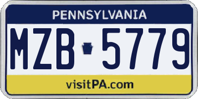 PA license plate MZB5779
