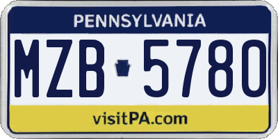 PA license plate MZB5780