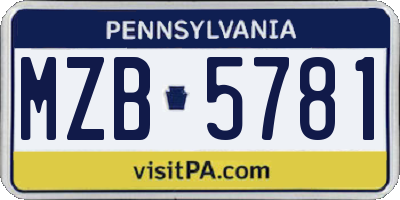 PA license plate MZB5781