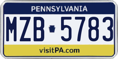PA license plate MZB5783