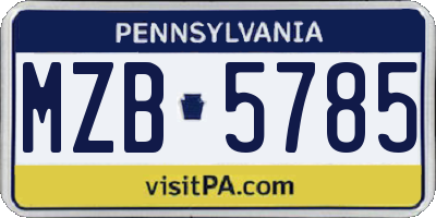PA license plate MZB5785
