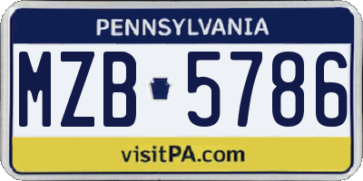 PA license plate MZB5786
