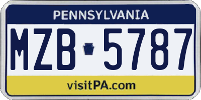 PA license plate MZB5787