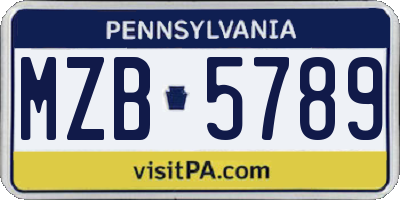 PA license plate MZB5789