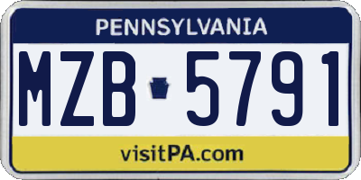 PA license plate MZB5791