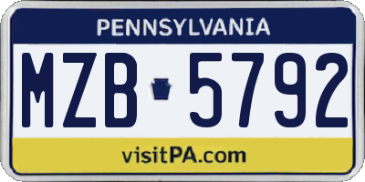 PA license plate MZB5792