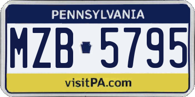 PA license plate MZB5795