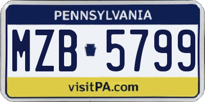 PA license plate MZB5799