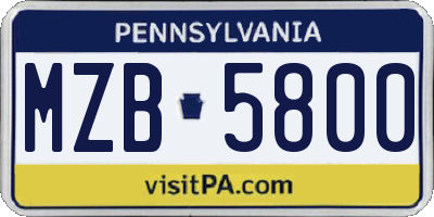 PA license plate MZB5800