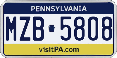 PA license plate MZB5808