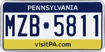 PA license plate MZB5811