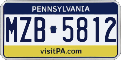 PA license plate MZB5812