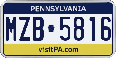 PA license plate MZB5816