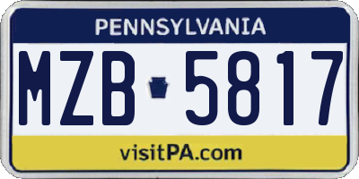 PA license plate MZB5817