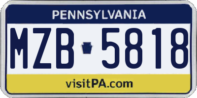 PA license plate MZB5818