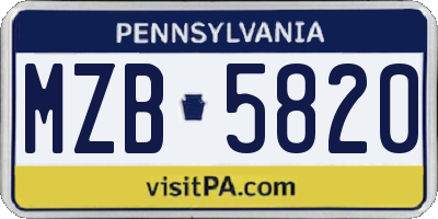 PA license plate MZB5820