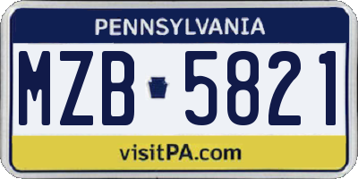 PA license plate MZB5821