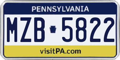 PA license plate MZB5822