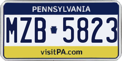 PA license plate MZB5823