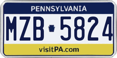 PA license plate MZB5824