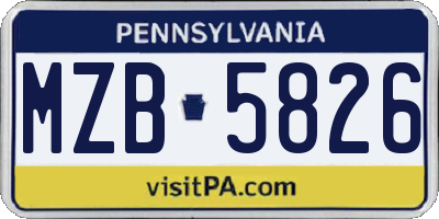 PA license plate MZB5826