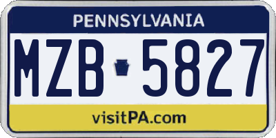 PA license plate MZB5827