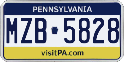 PA license plate MZB5828