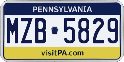 PA license plate MZB5829