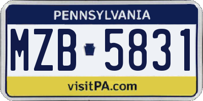 PA license plate MZB5831