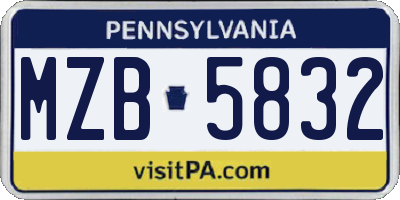 PA license plate MZB5832