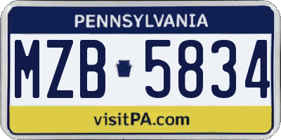 PA license plate MZB5834
