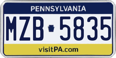 PA license plate MZB5835