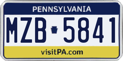 PA license plate MZB5841