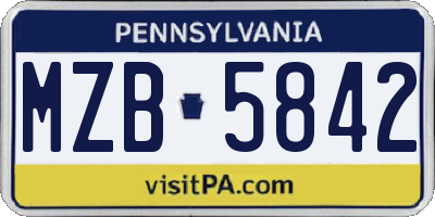 PA license plate MZB5842