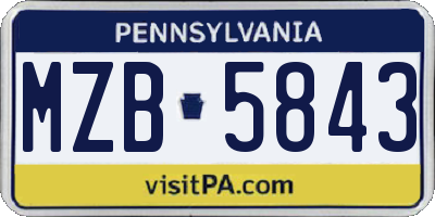 PA license plate MZB5843
