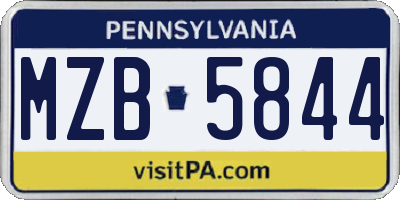 PA license plate MZB5844