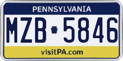 PA license plate MZB5846
