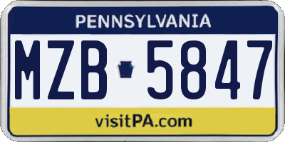 PA license plate MZB5847