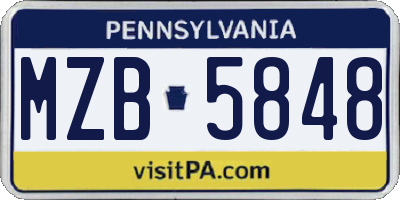 PA license plate MZB5848